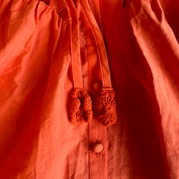 Anthropologie Vibrant Orange Puff Sleeve Eyelet Blouse Top Size XS - Picture 6 of 10